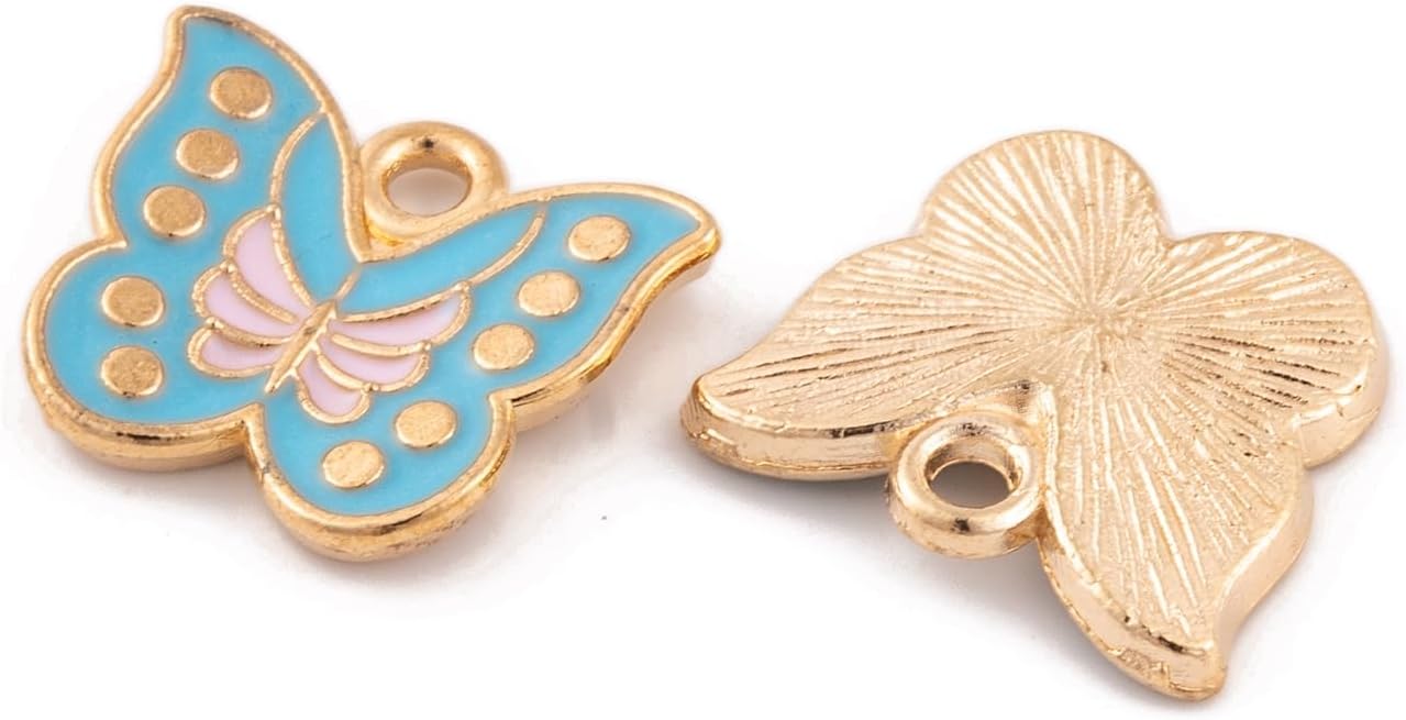 LiQunSweet 100 pcs Mixed Colors Spring Butterfly Enamel Alloy Charms Cute Wing Insect Charms for DIY Jewelry Bracelet Necklace Earring Craft Keychain Decoration - Image 3