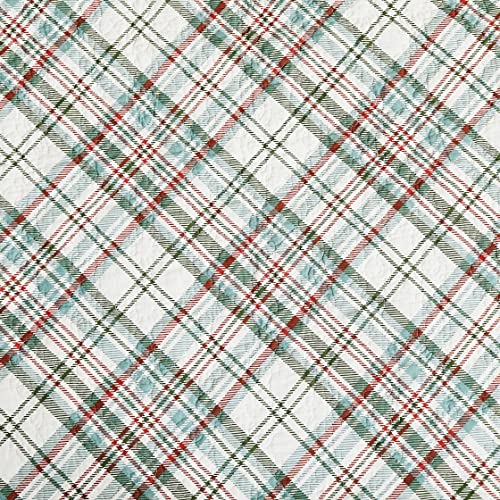 C&F Home Edith Round Quilted Reversible Placemat Set Of 6 Winter Holly Botanical Watercolor Plaid Blue And Red Reverse Round Placemat Set Of 6 White #TOP7