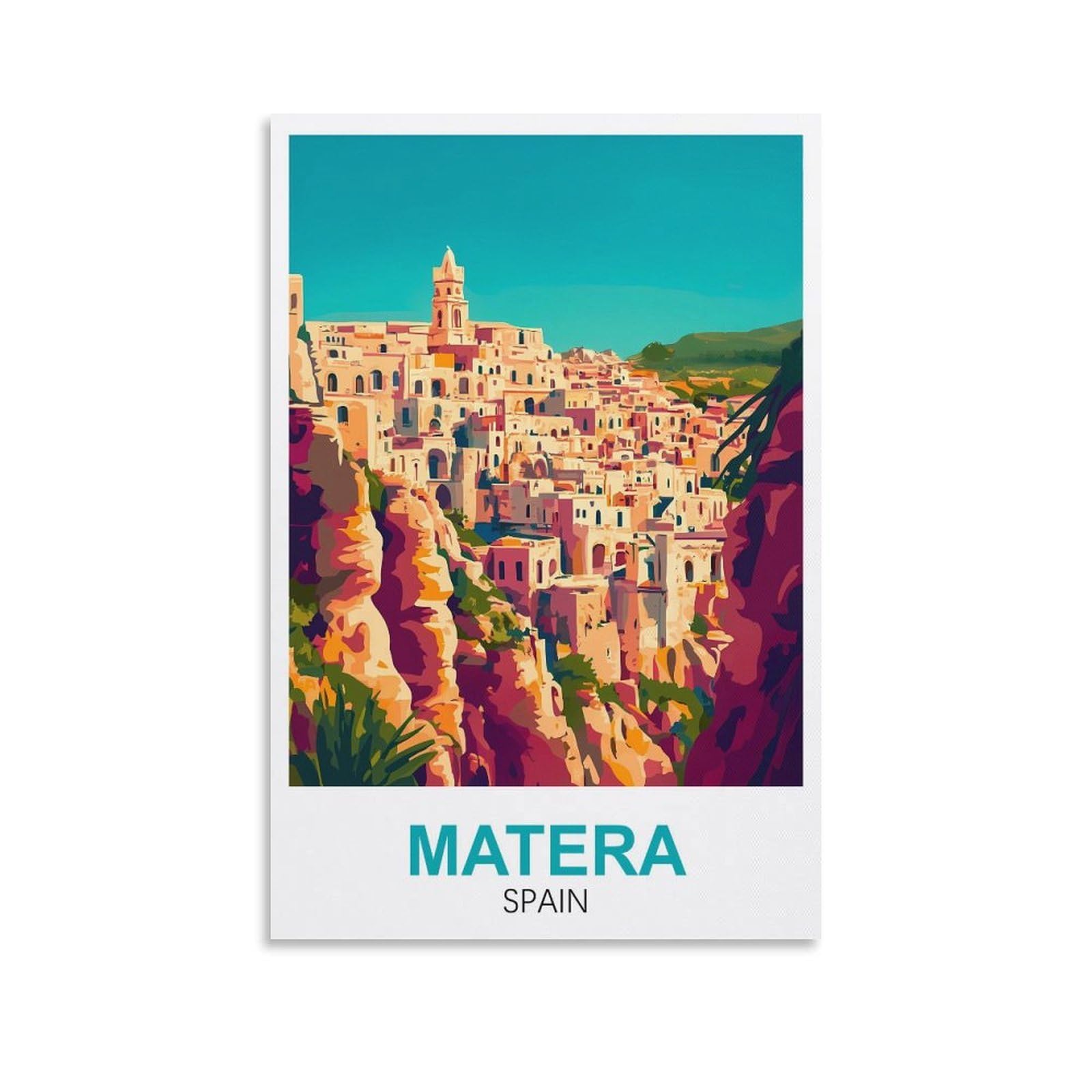 EZMLFA DIY Diamond Painting,Matera Spain 5D Landscape Diamond Painting Kits for Adult, Gem Art Crystal Art Kits for Adults, for Home Wall 30x40cm