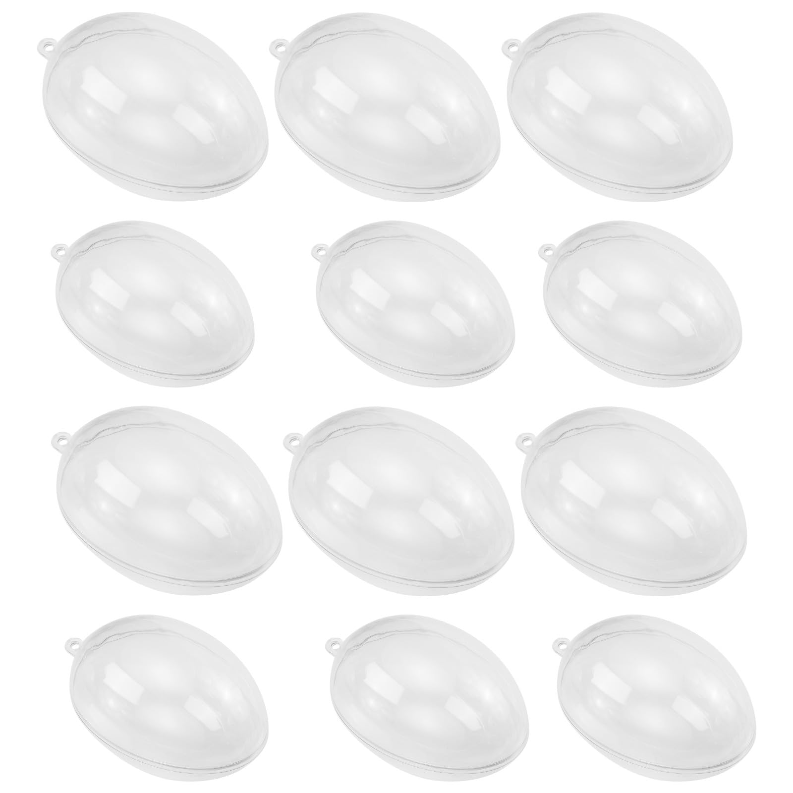 12 Stück Transparente Kunststoff Ostereier zum Aufhängen Dekorative Eierform mit Aufhängekordel Osterdeko für Zuhause und Restaurants