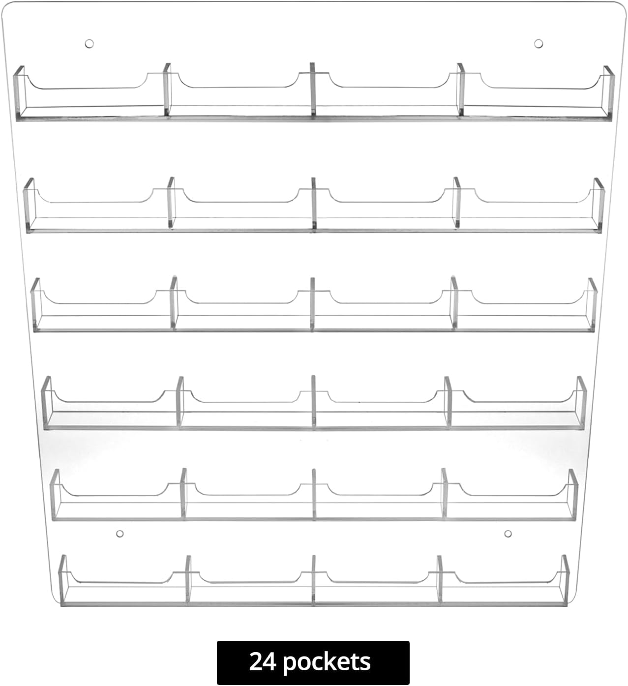 QWORK Acrylic Business Card Holder Wall Mount, 24 Pockets, Clear Sticker Display, Multi-Pocket Rack Organizer for Office & Home Use, Includes Screws, Expansion Tubes
