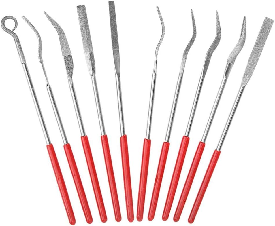 Walfront10PCS File Set Mini Needle File Common Abrasive Special-Shaped Grinding CarvingMulti-Function Manual Tools, 3x140mm