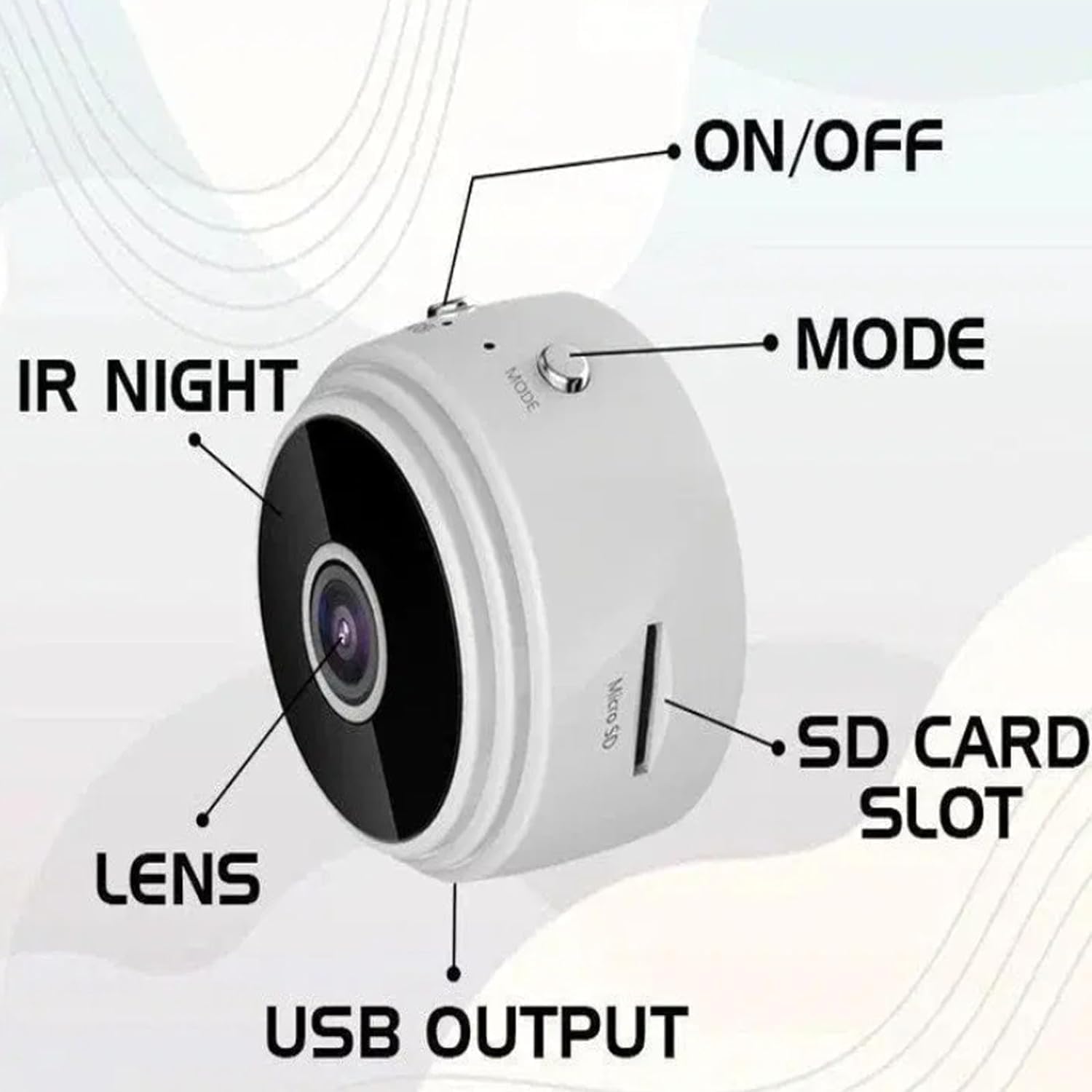 Telecamera segreta, mini telecamera di sicurezza Secret Scope, mini telecamera wireless, monitor senza fili con funzione di visione notturna, per sorveglianza interna/esterna (posteriore* 2+bianco* 2)