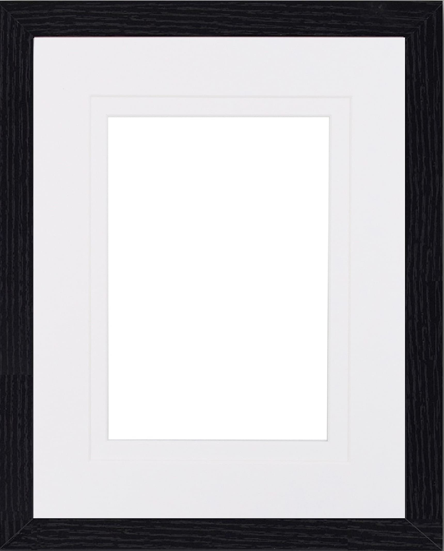 FRAME EAZY Black Double Mount Photo Frame Picture Poster Certificate Frames With Perspex Sheet- White On White Mount- 80x60cm For 70x50cm pictures