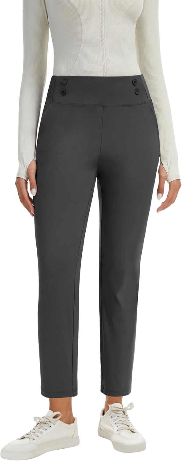 Women's 25" High Stretch Golf Pants Ankle Length High Waisted 7/8 Workout Casual Pants - Image 3