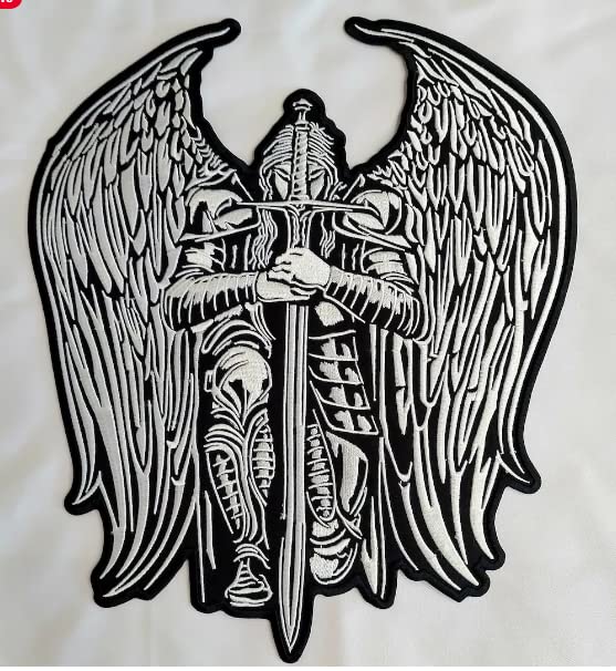 Large Embroidery Sew Patch Angel Knight Creative Original for Custom Biker Vest (A19) Model