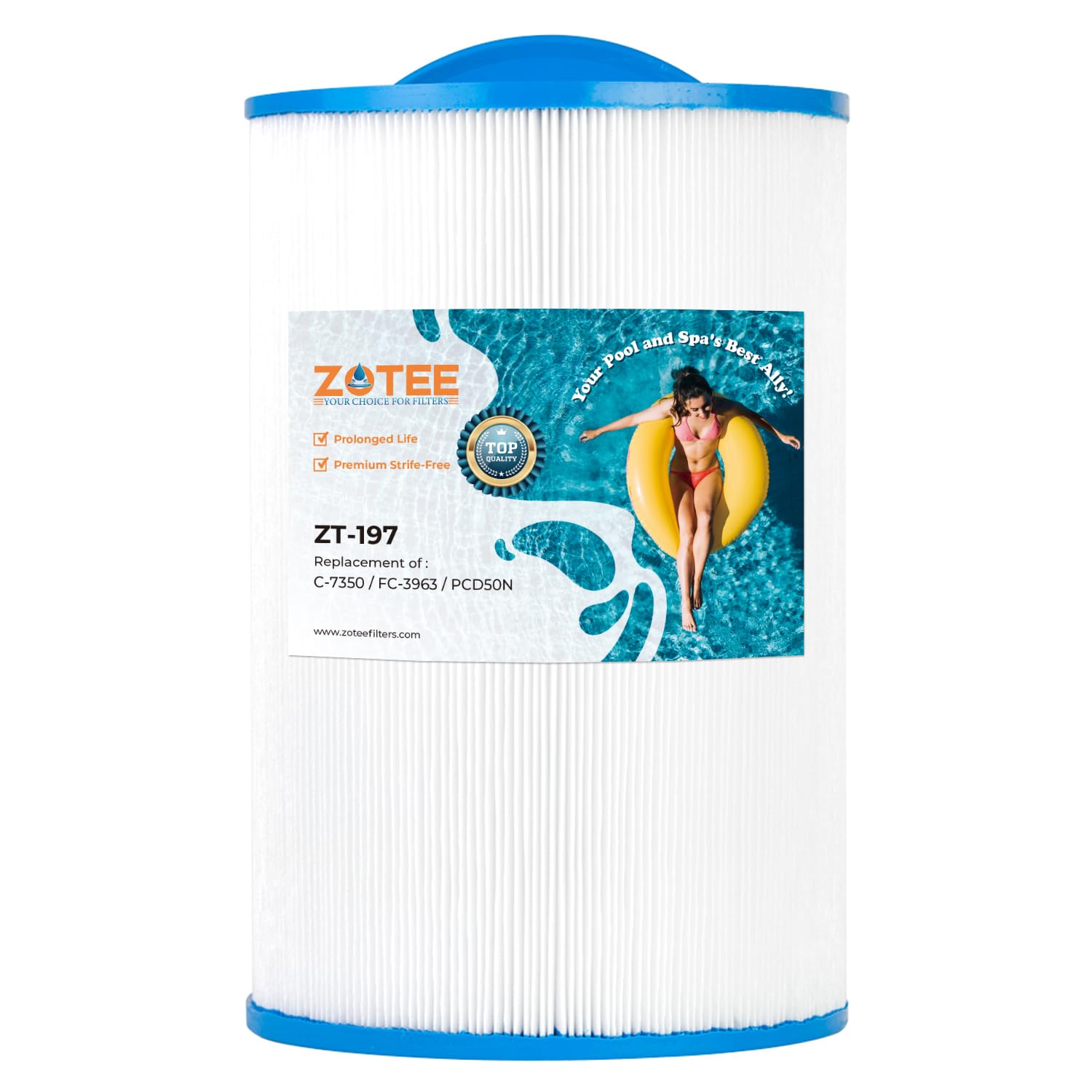 ZOTEE Hot Tub Spa Filter Compatible with Unicel C-7350, Caldera 50, Filbur FC-3963, PCD50N, 1019401, 73532, 1 Pack
