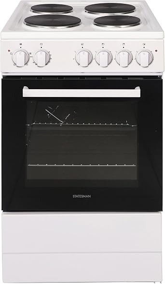 Statesman Single Oven Electric Cooker, 50cm Wide, White [Energy Class A]
