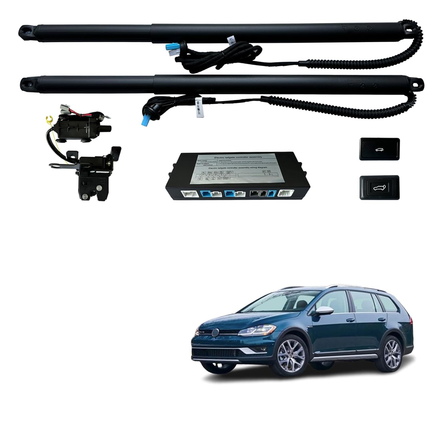 Power Liftgate Kit for Volkswagen VW Golf Alltrack 2017 2018 2019 Hands-Free Electric Tailgate Lift System Automatic Trunk Opener OEM Key Fob Remote Supported + Foot Sensor