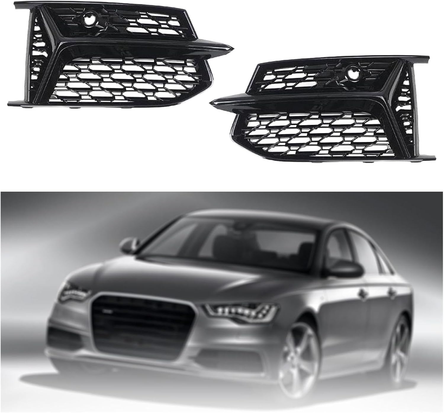 Right lower cover grill with radar hole Audi A4 B8 Allroad 2010-2016 |  8K0807682J01C | VAG247.com VW Audi Seat Skoda 2x Front Fog Light Grill Bezel Covers 4K0807648B Compatible For Au