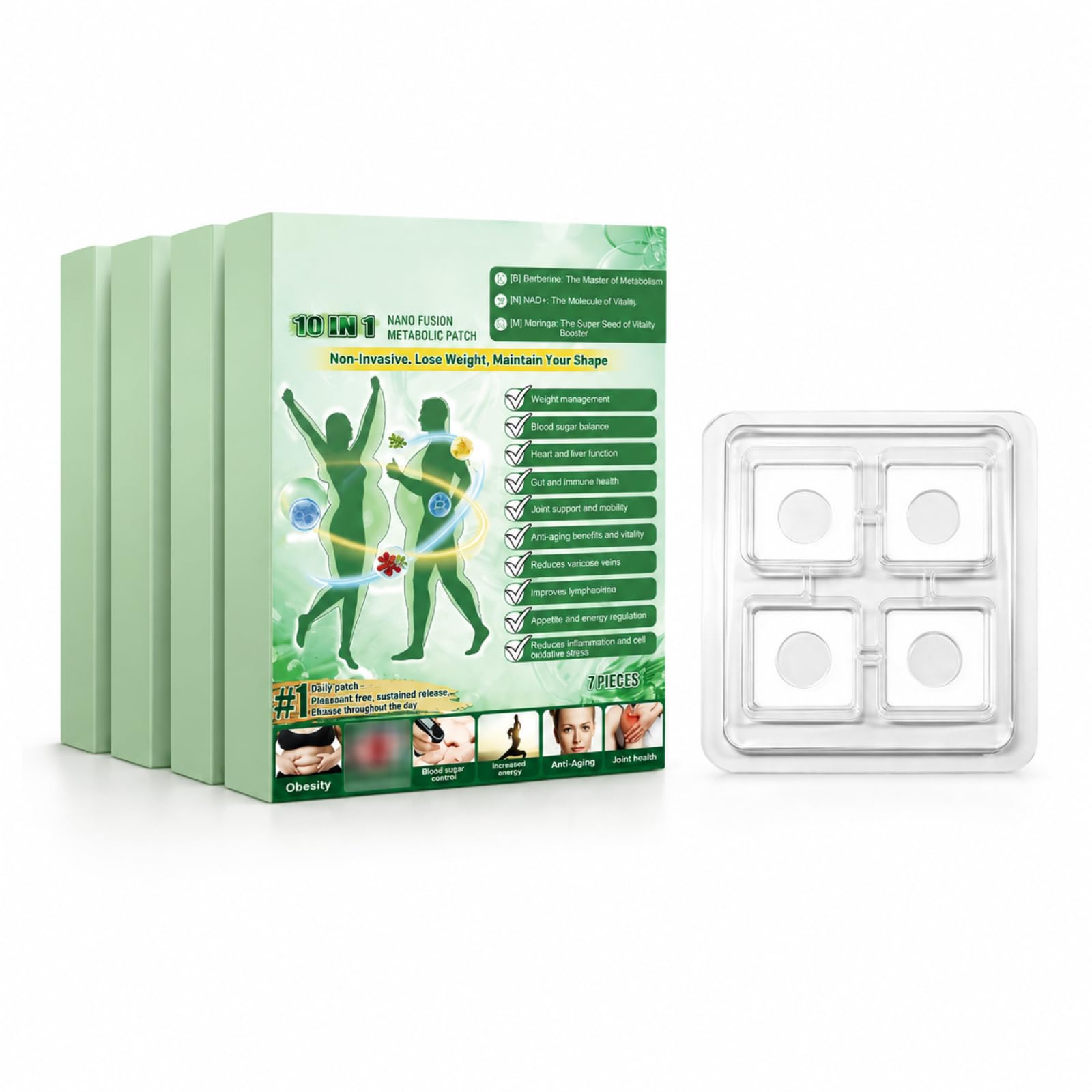 Moringa x Berberine Paratch, Nano Microneedle Slimming Paratch, Soft & Effective, Invisible Under Clothes, for Men & Women,Natural Ingredients, Easy to Apply