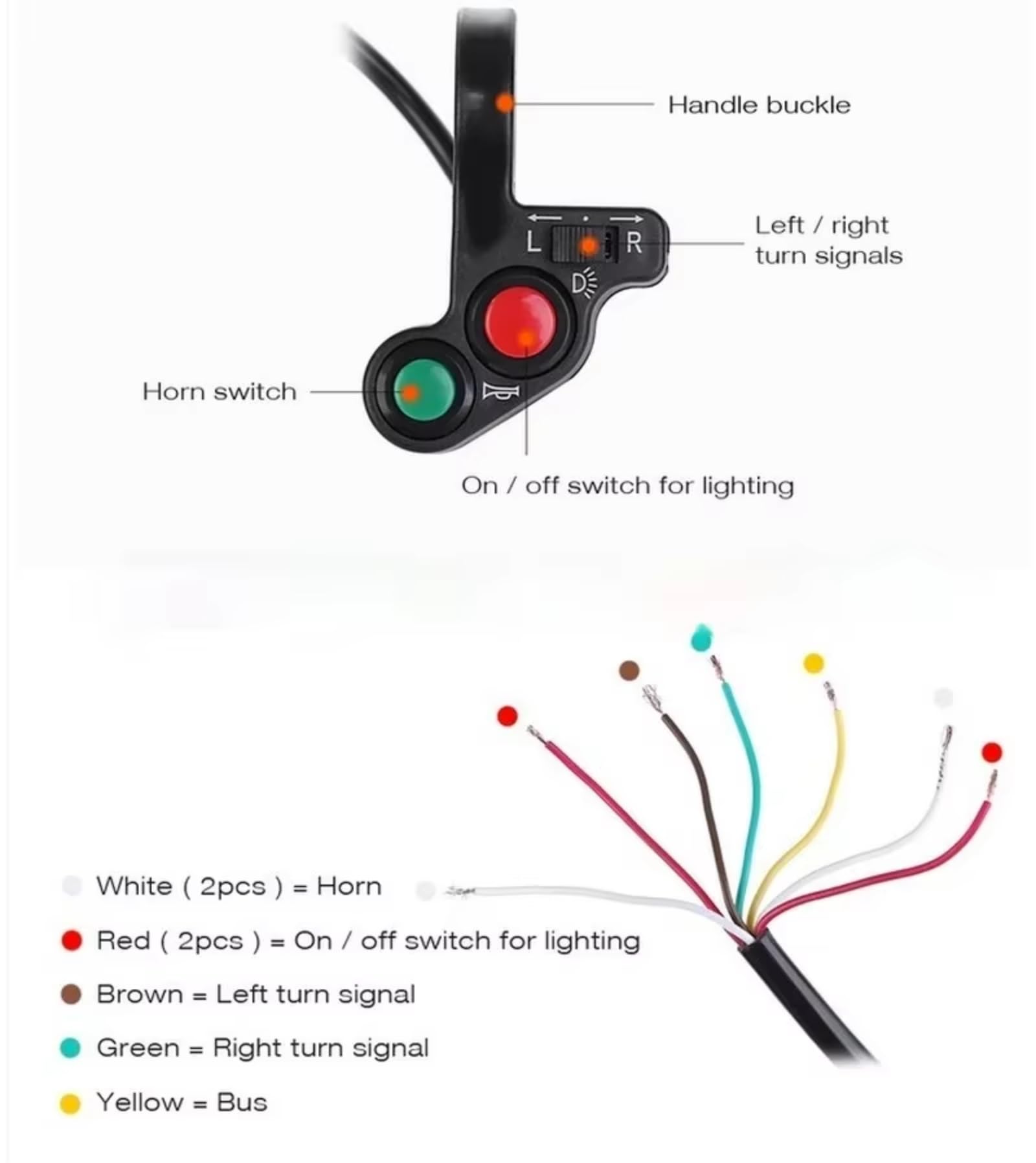 Comando Manubrio Interruttore Manubrio Da Moto Per Scooter Elettrico Universale Indicatori Di Direzione Del Clacson Luce Del Pulsante Di Accensione/spegnimento