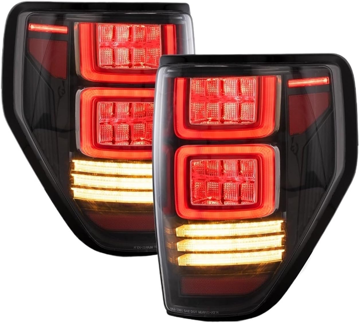 2009-2014 Compatible With Ford F150 F-150 SVT Raptor Pickup Rear Tail Light Brake Lamps Elegant Black Frame Smoked Car Accessories(Clear(Yellow))