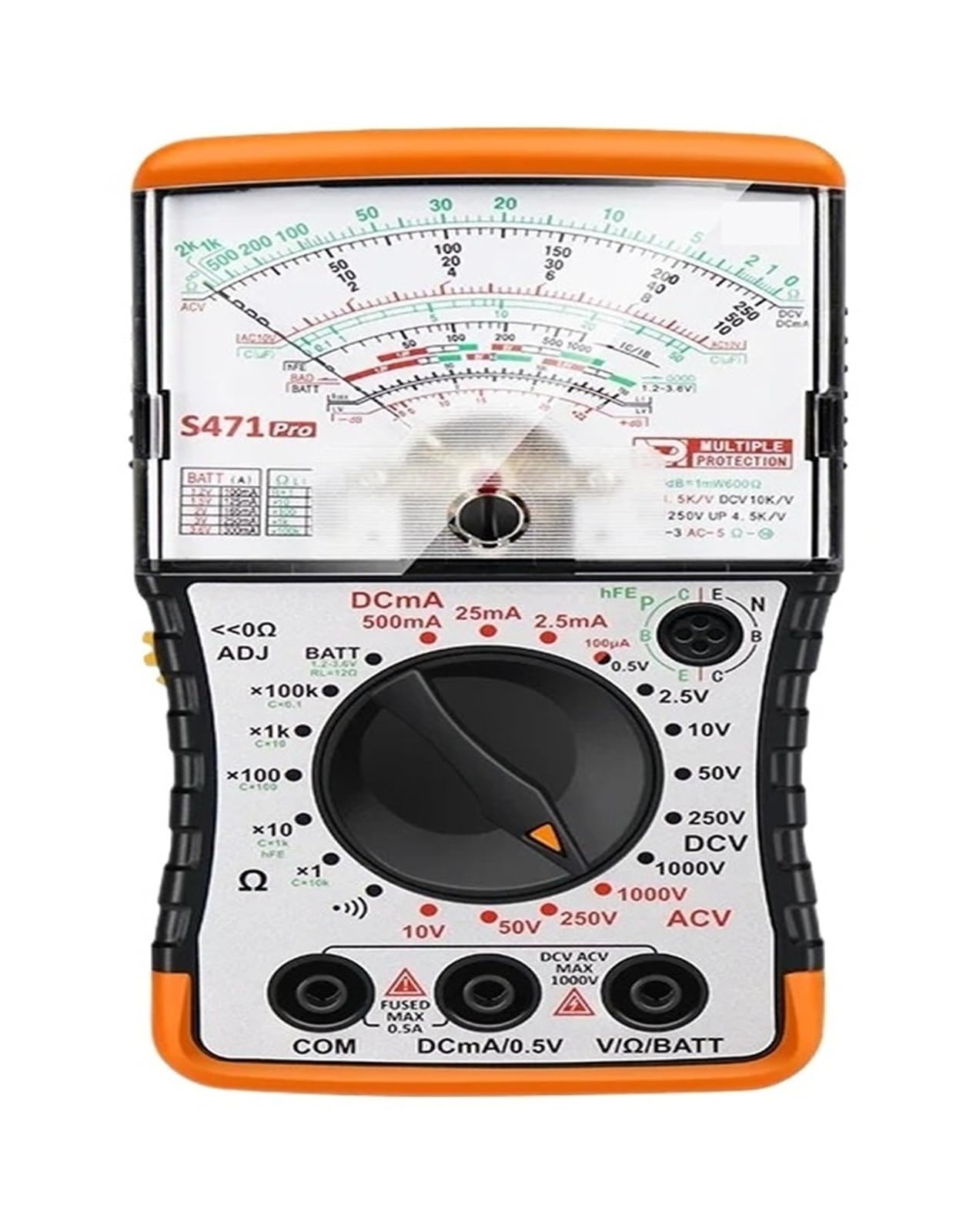 Analogowy multimetr ze wskazówkami, tester napięcia 1000 V AC/DC, rezystor prądu stałego, uniwersalny miernik igieł (S471-PRO)