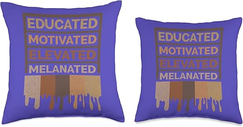 Miniatura 3 de Melanin Gifts For Women Educated Motivated Elevated Melanated Melanin Afrocentric Throw Pillow, 16x16, Multicolor