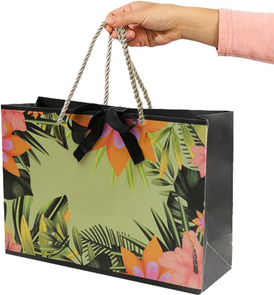 JZTang 3 Pcs Gift Bags 14.4'' x4.8'' x 10'' Reusable Gift Bags with Handles for Baby Shower Bridal Wedding Birthday (3 Pcs Flowers) - Image 2