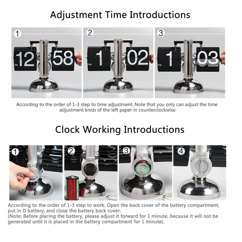 Tischuhr Flip Uhr Retro Wecker Standuhr Schreibtisch Regal Design Uhr, Auto Flip Retro Tisch Uhren Metall, Europäischen Stil Dekoration Tischuhr