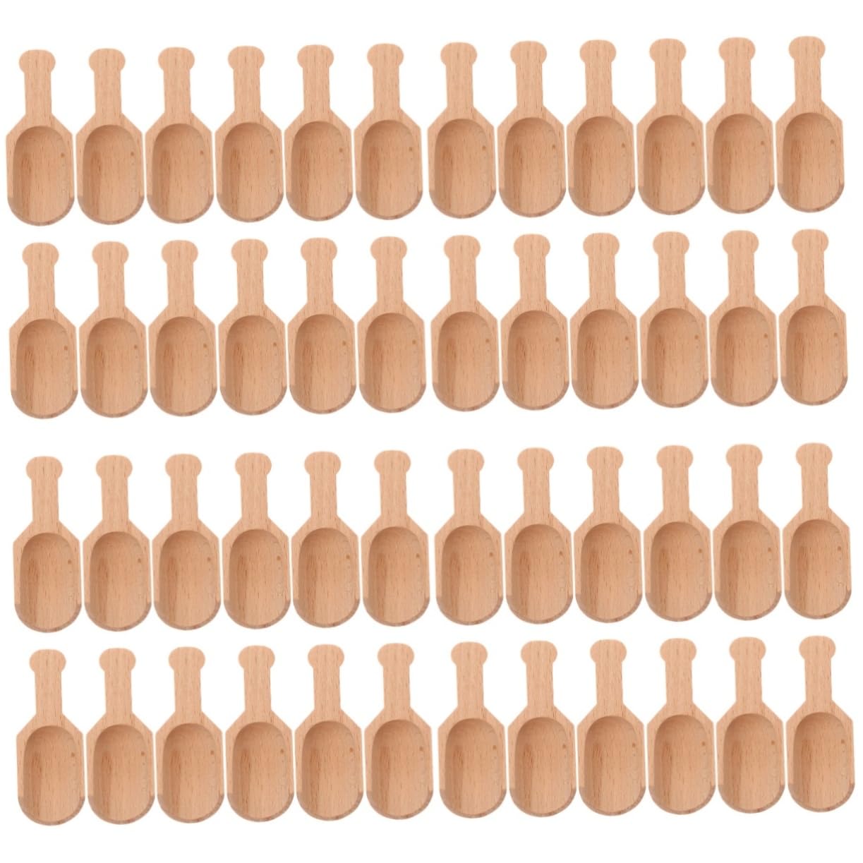 Amosfun 48 Pz Piccolo cucchiaio di legno di faggio palettine caffe palette per caffe Cucchiai da caffetteria cooker Cucchiai da casa mini per scodelle da bucato palline di sale pale da tè