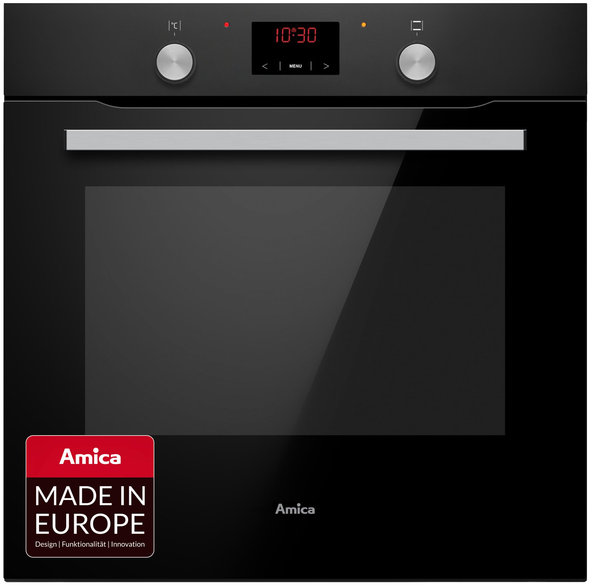 Amica ABE 9431 SM Einbaubackofen mit Umluft / matt schwarz / Timer / XXL-Garraum / Wasserdampf Reinigung 77 L