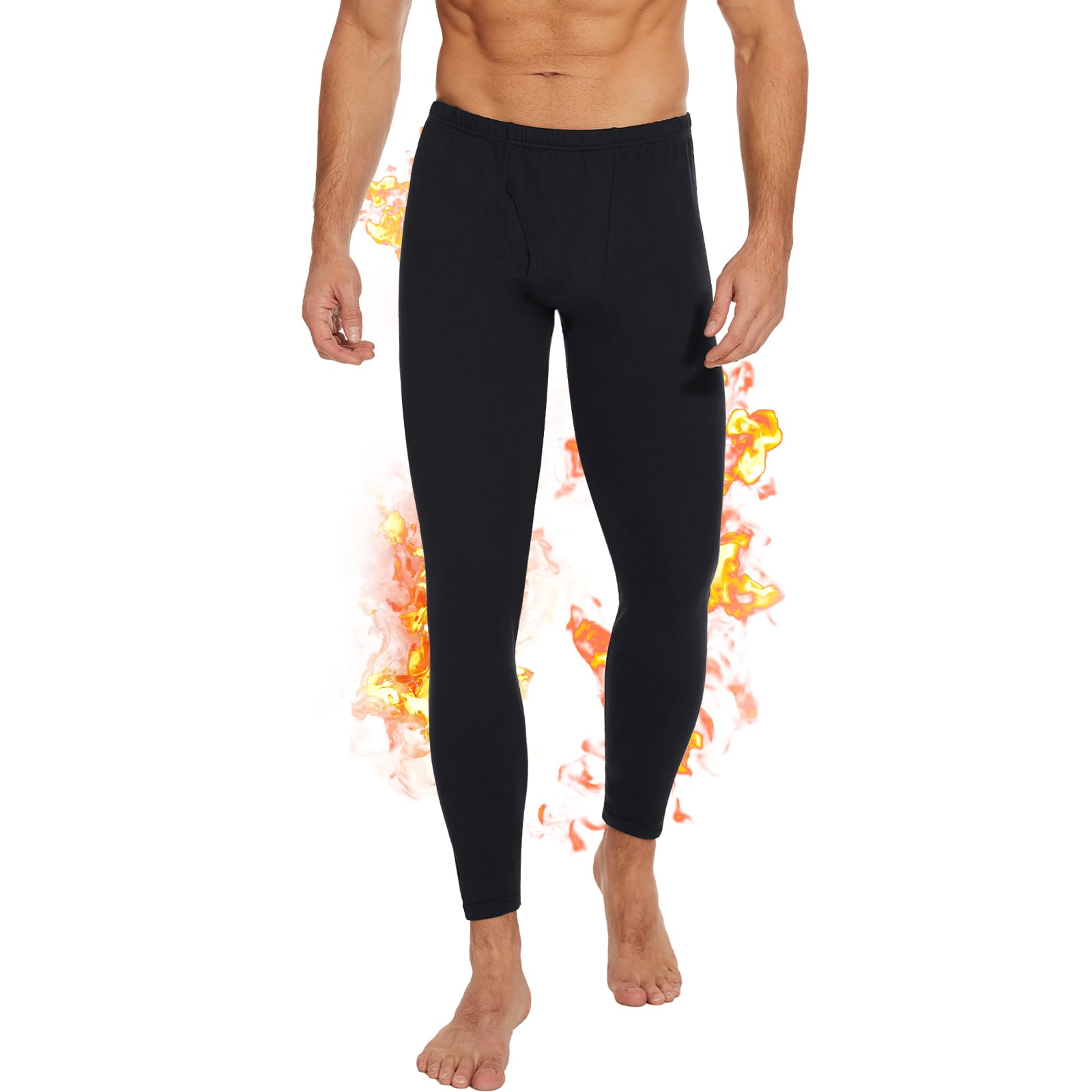 AMIYOYO Caleçon long thermique pour homme - Legging taille haute - Doux - Respirant - Chaud - Pantalon de jogging - Pantalon de ski pour l'hiver
