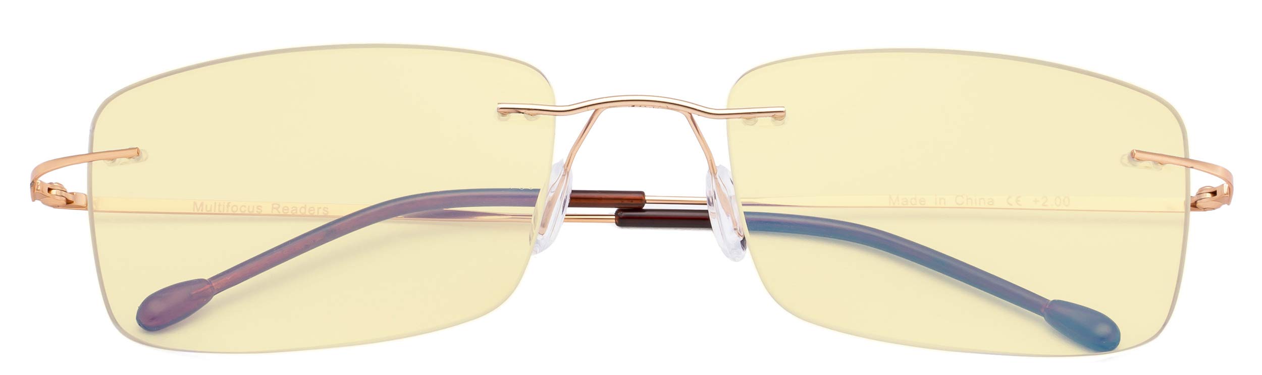 CessBluBlue Light Blocking Glasses for Men Reading Computer Anti Glare UV Eyeglasses Flexible Rimless Yellow Filter