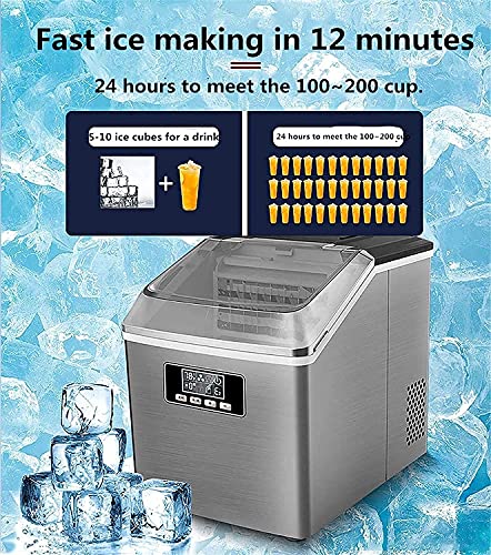 Máquina fabricadora de hielo, 25 kg/24 h, cubos cuadrados, cubierta transparente completa, para hogar/tienda/café/local de bebidas frías miniatura 7