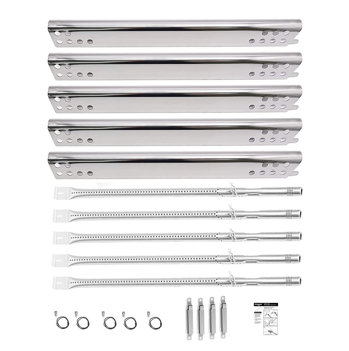 Charbroil Performance 17 3/4" x 5/8" G470-5200-W1 Main Burner Tube, 17" G470-0004-W1 Heat Tent, Replacement Parts Kit for 5 Burner LP Gas Grill (2017 and Newer) 463347017, 463673017