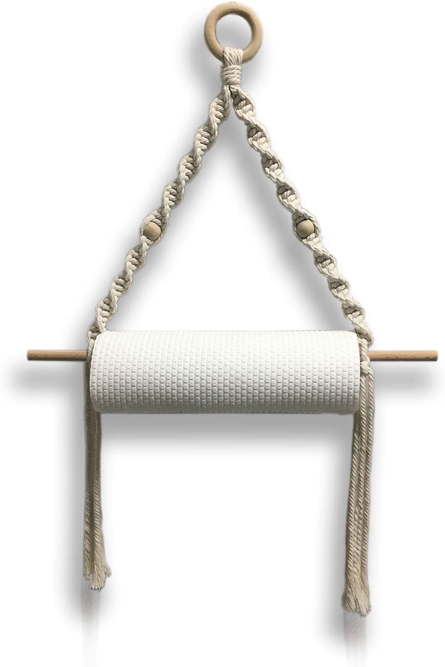 Boho Paper Towel Holder - Macrame Paper Towel Hanging for Kitchen Bathroom