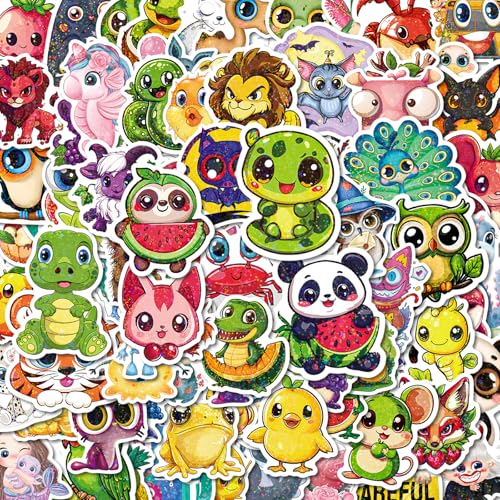 100 PCS Cute Stickers, Holographic Laminated Thickened Vinyl Big-Eye Animal