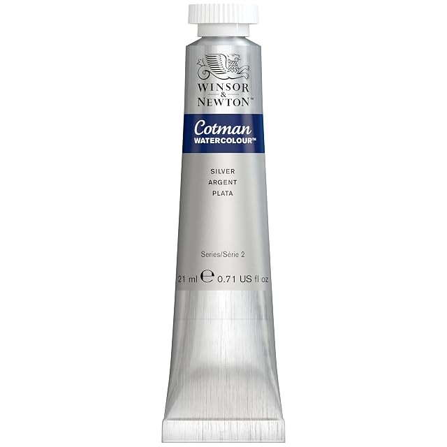Winsor & Newton Acuarela Cotman Metallics - Tubo de 8ml Color Plata, Metálica