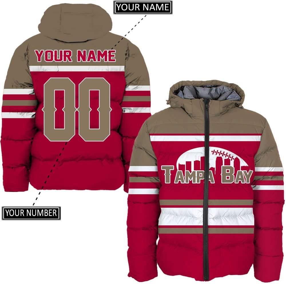Personalized Tampa Bay Football Team Buccaneers Men's Hooded Puffer Jacket