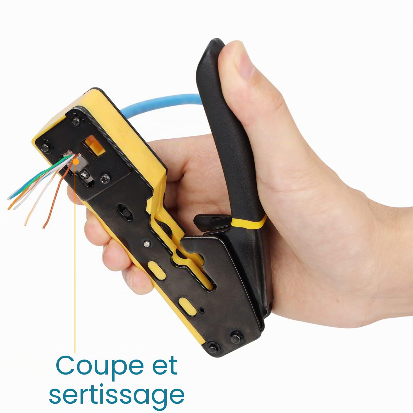 Solsop Kit d'outils à sertir pour RJ45 Pass Through et câbles Ethernet Cat5/Cat5e/Cat6