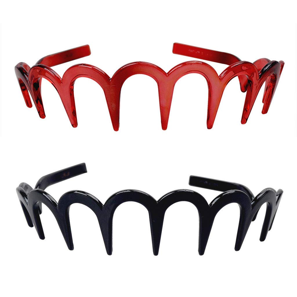 Zig Zag Comfortable Shark Tooth Comb Headband Zigzag Hair Band Toothed Headband Women Men Hair Accessory (2 Pieces)-image-17