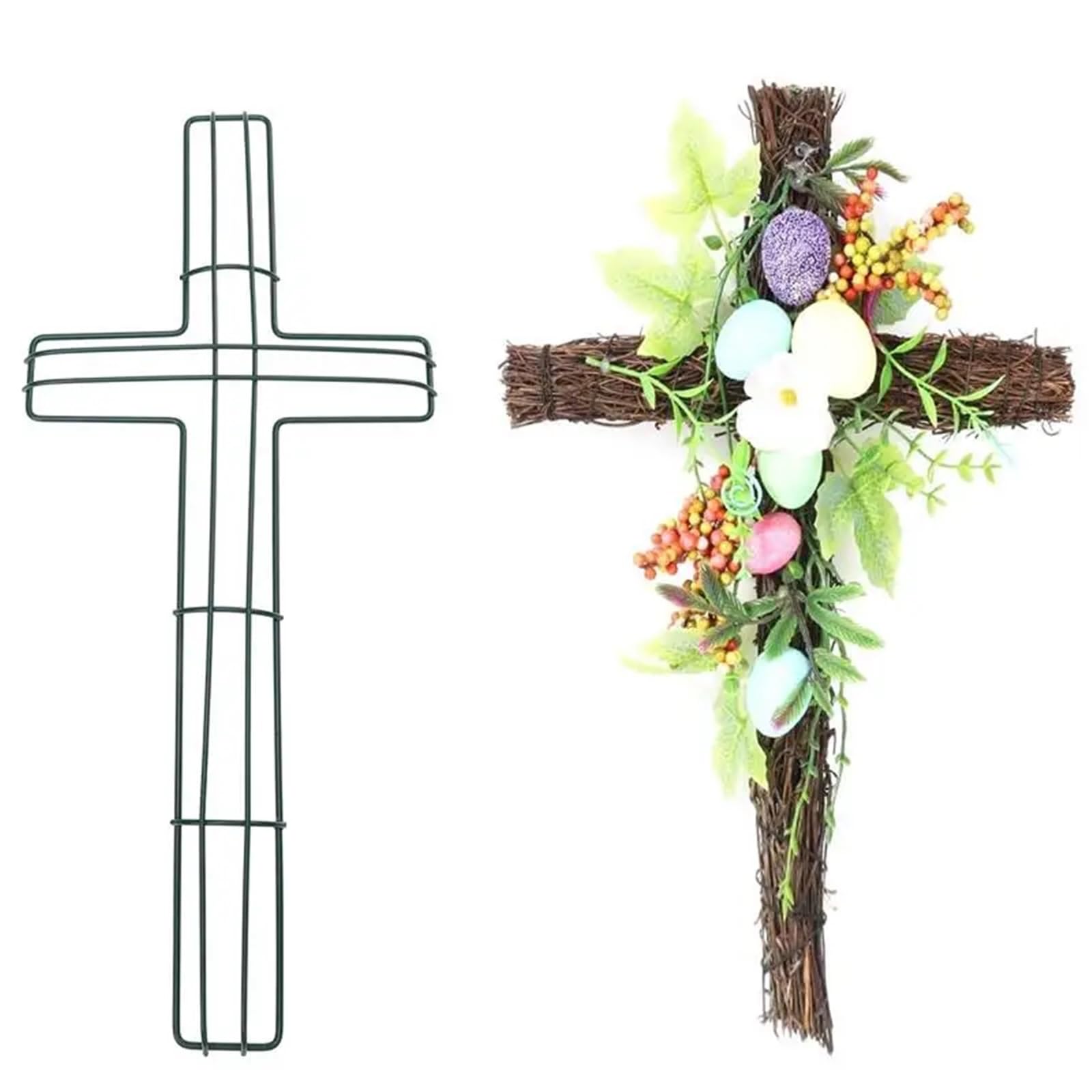 4 stücke Geformt Kranz Rahmen Ring Hoop Metall Draht Girlande Machen Handwerk Ostern Party Kirche Dekoration(Green)