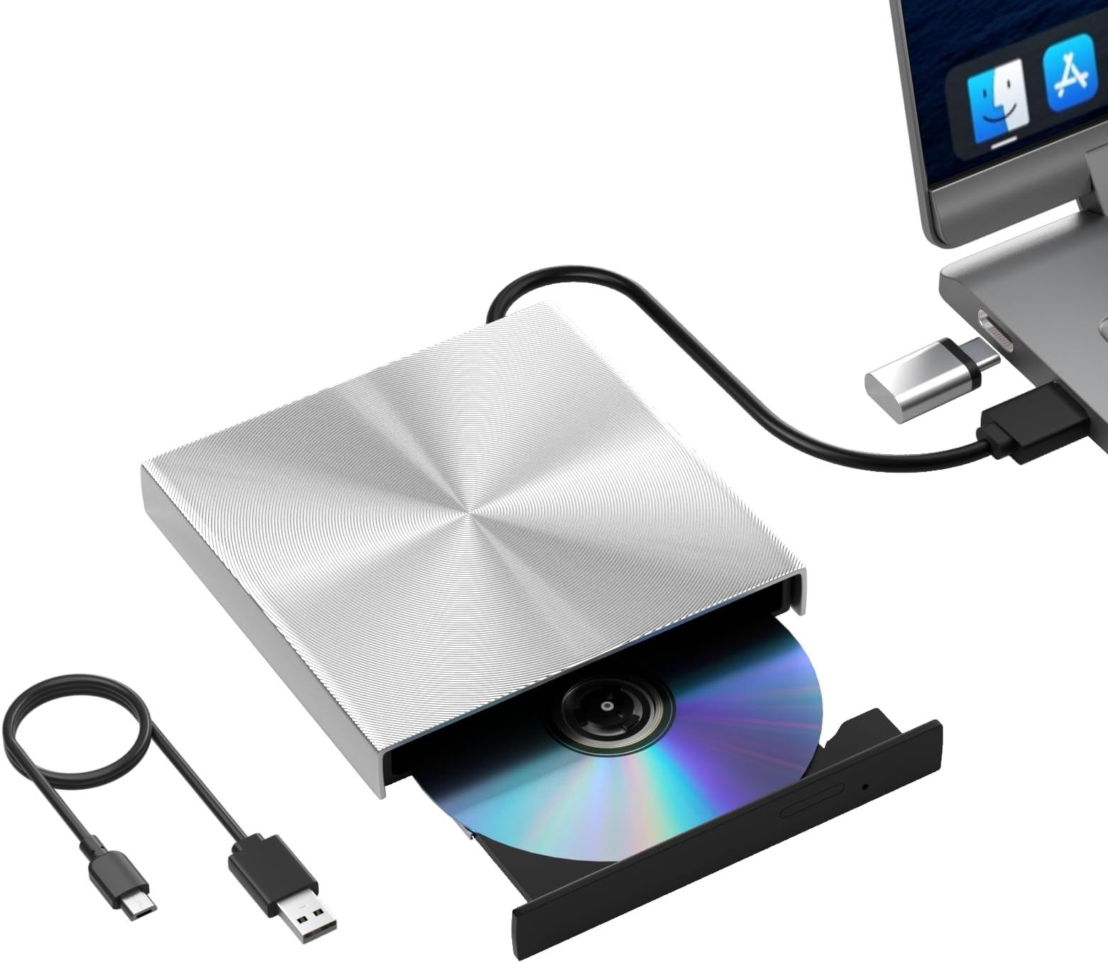 External Blu Ray DVD Drive Drive Burner, USB 3.0 and Type-C Optical Slim Bluray CD DVD Reader Writter for Laptop Desktop PC Compatible with MacBook OS Windows XP/7/8/10/11 Linux