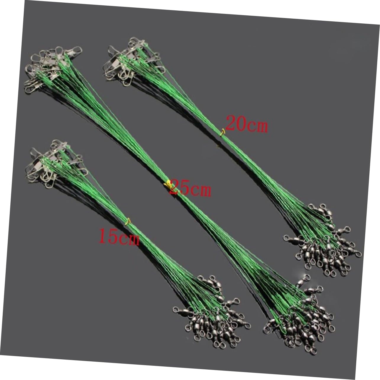 SUPVOX 60-Pack Stainless Steel Fishing Line Wire Leaders Swivels (15cm 20cm 25cm) Bait Stopper for Hooks