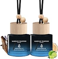 AIRPURELLE Mahogany Teakwood Car Air Freshener 2-Pack - No-Flip Hanging Diffuser, Leak-Proof, 90+ Days Long Lasting, Made in USA