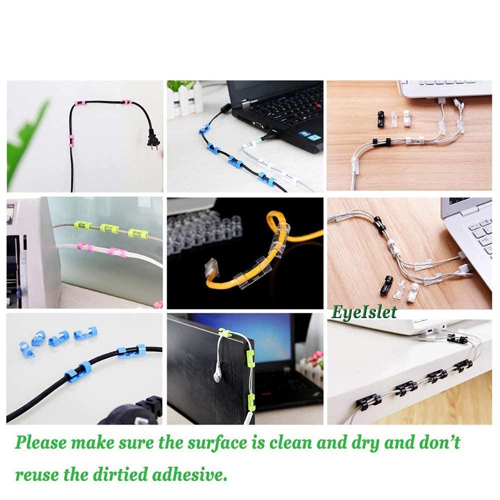 20 Pieces Cable Clips, Self Adhesive Cable Clips Wire Holder Sticky Mount-Round Plastic Cable Cord Management Clips for TV, Home, Office, Wall, Cubicle, Desk, car(Pack of 1) — Amazon image 3