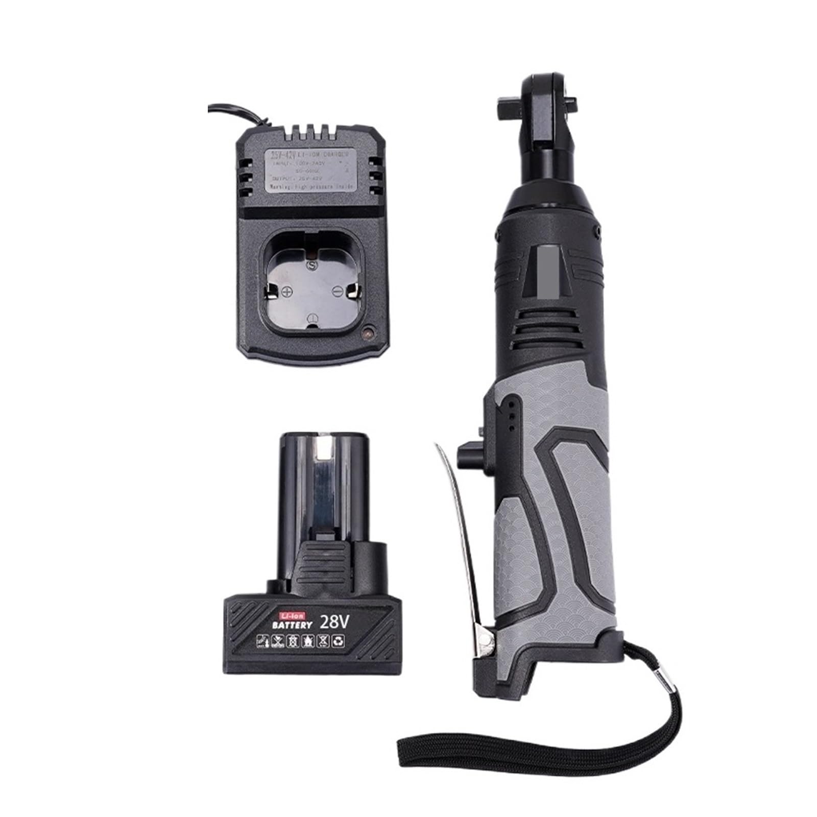 55N. M Cacciavite for trapano angolare con chiave elettrica 3/8''90 gradi Cordless Chiave a cricchetto Impalcatura con 1/2 batteria agli ioni di litio(1 Battery)