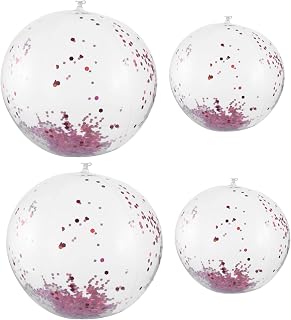EXQUIMEUBLE 4pcs Inflatable Beach Ball Inflatable Toys Clear Beach Balls Water Play Ball Toy Sequins Water