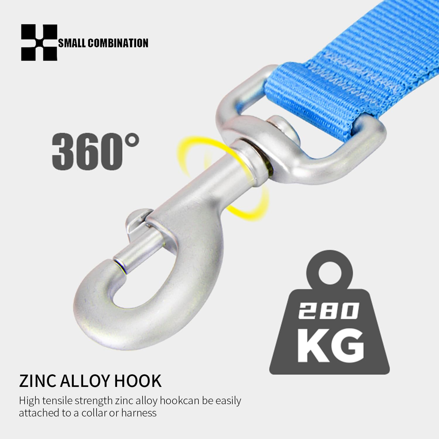 SMALL COMBINATION Dog Leash,with Metal Clip (Blue, S) - Image 3