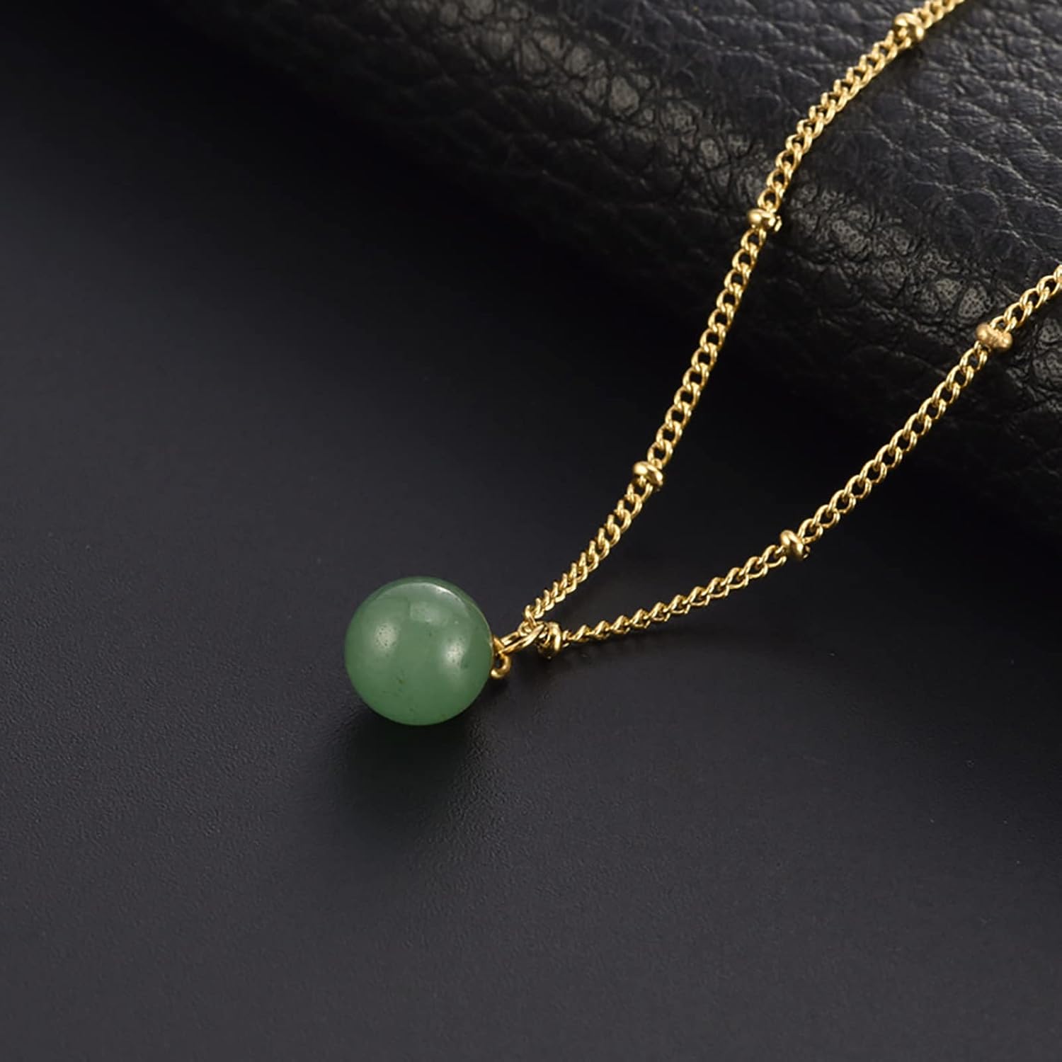Natural Jade Necklace for Women 18K Gold Plated Green Jade Pendant Necklace Good Luck Necklaces Anniversary Gifts for Mom Lover - Image 5