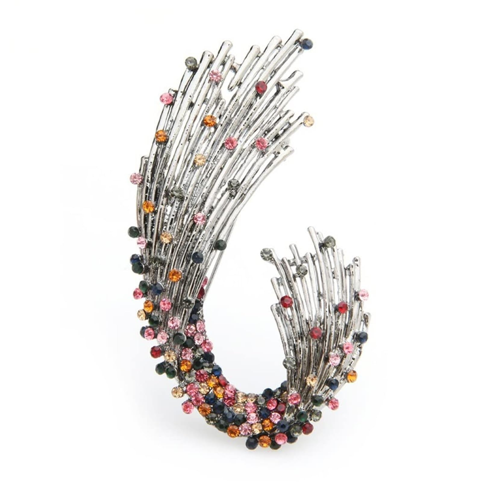 Broche geométrico multicolor con diamantes de imitación para mujer, accesorio refinado para bodas, fiestas y uso diario