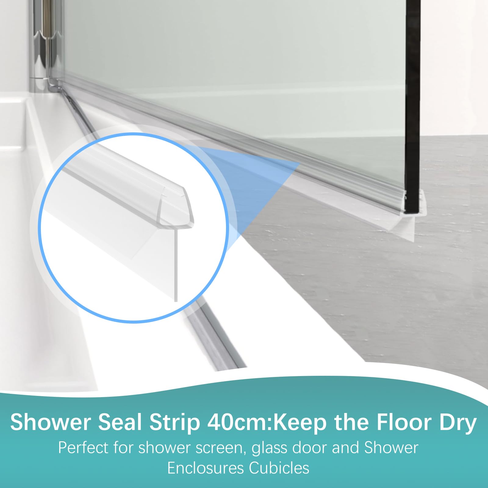 Zocipro 3Pcs 40cm Shower Screen Seal Strip for 4-6mm Glass, Clear Shower Door Seal Strip Covers up to 20mm Gap - Image 2