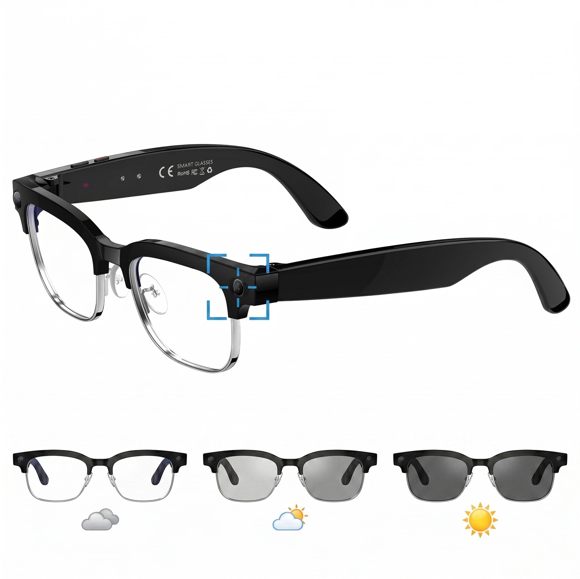 8MP AI Smart Glasses with Camera and Bluetooth, 1080P HD Video Recording, Audio Glasses with 160-Language Translation, 200mAh Battery, Open-Ear Design for Outdoor & Work (W630 Camera Glasses)-image-18