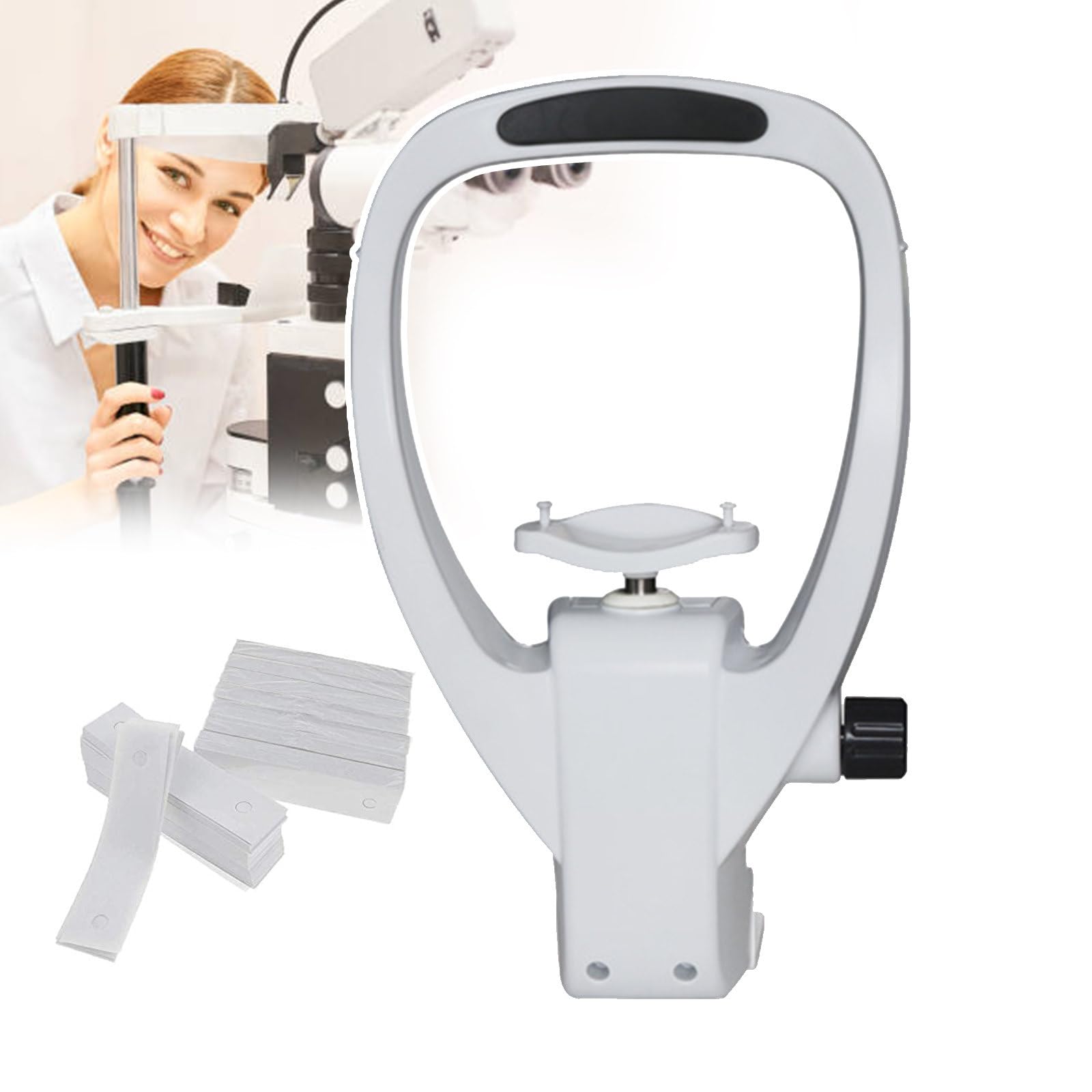 smafoseedding Training Forehead Bracket,Vision Training Forehead Bracket, Optical Chin Rest Forehead Support Optometry Accessories, Adjustable Lifting Distance - With 800 * 6MM Chin Rest Papers