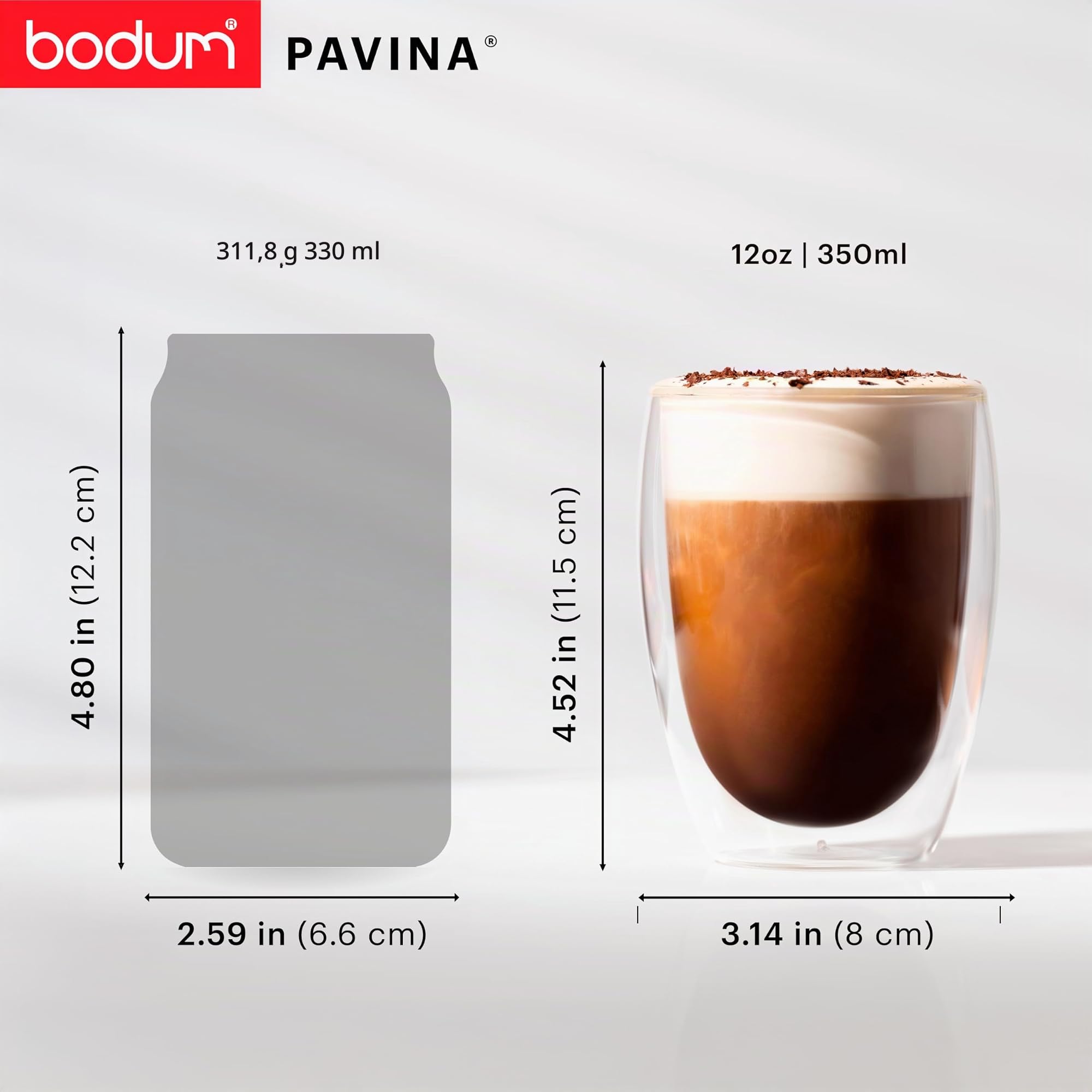Bodum Pavina - Set de 6 Vasos térmicos, 0,35 l, borosilicato, Transparentes