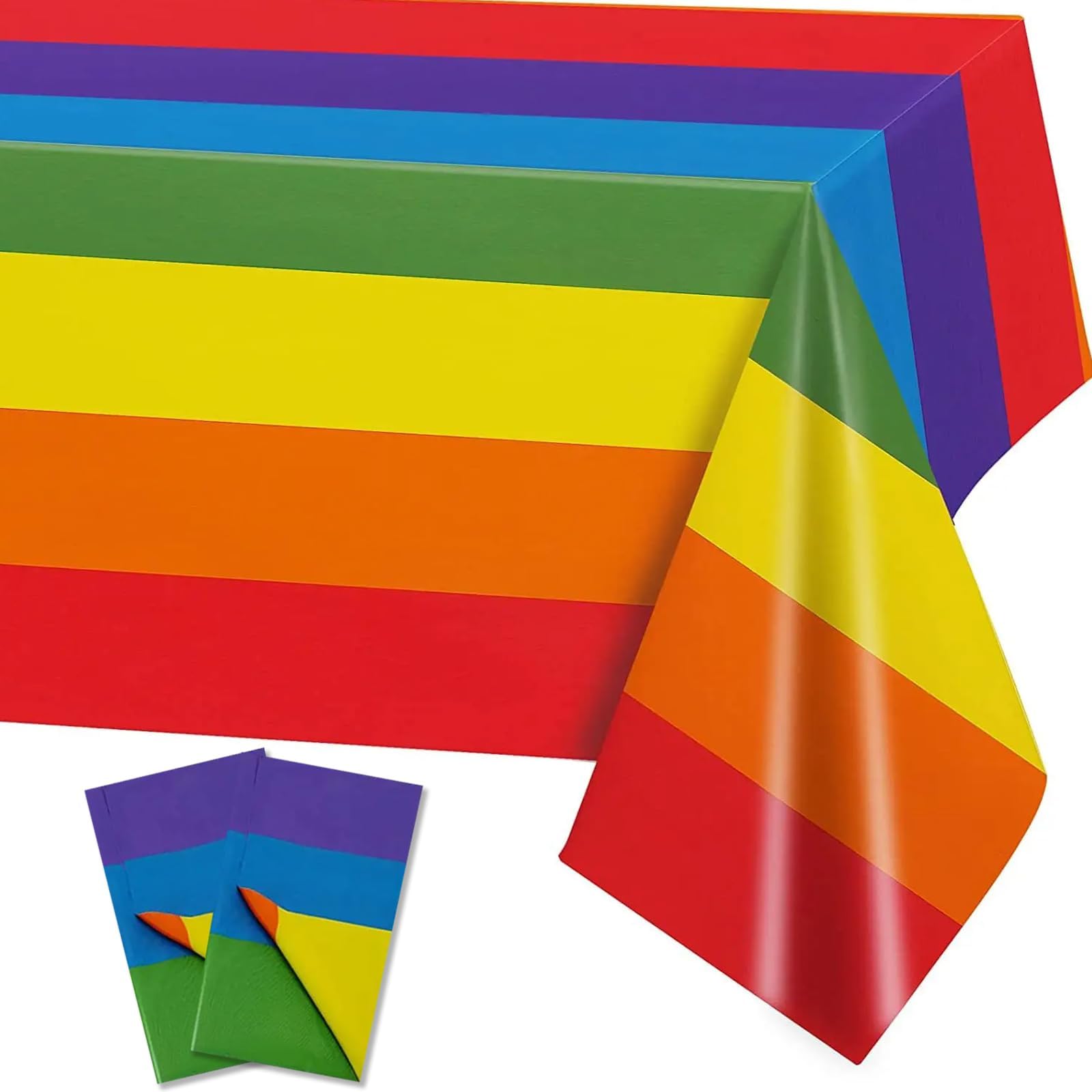 2Pcs Pride Decorations Rainbow Table Cloth, 54x108 Inch Rainbow Party Decorations Table Covers, Gay Pride Rectangular Tablecloths, Colorful Tablecloth for LGBTQ Party Gathering Supplies Decorations