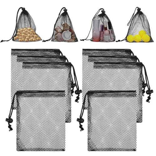 Larrel 12 Pcs Black Mesh Drawstring Bag, 5.91×7.87in/15×20cm Lightweight Small Mesh Pouch Nylon Small Drawstring Pouch for Lipstick Cosmetic Jewelry Key