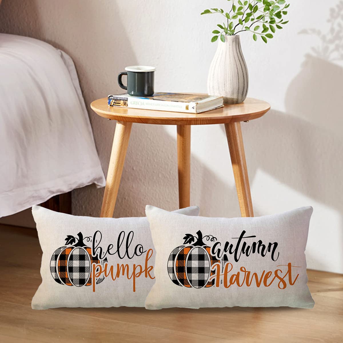 ULOVE LOVE YOURSELF Fundas De Almohada Lumbar De Calabaza De 12 X 20 Pulgadas, Fundas De
